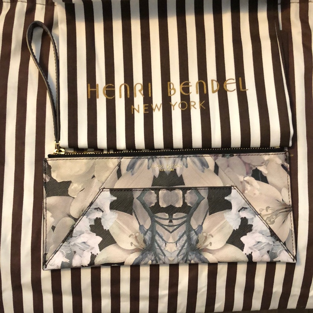 Henri Bendel floral leather envelope wristlet